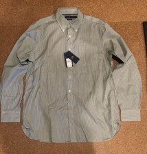 NWT 145 Men  s Ralph Lauren Classic Button Down Dress Shirt L Green White