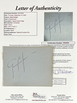 アート・デザイン・音楽 GARY COOPER GARY COOPER Signed Autographed 4