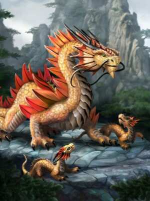 3D FANTASY PICTURE PRINT 300mm x 400mm ANNE STOKES ART GOLDEN MOUNTAIN DRAGON