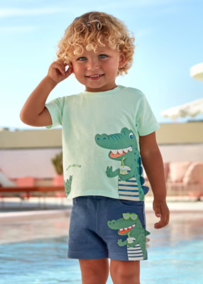 Mayoral Boys Set Bermudas Sweat Shorts 1240 und T-Shirt 1022 NEU Gr. 80 / 12 mon