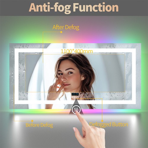 1510mm Bluetooth Bathroom Mirror Front-lit RGB Backlit Anti-fog Vanity Mirror US - Picture 7 of 22