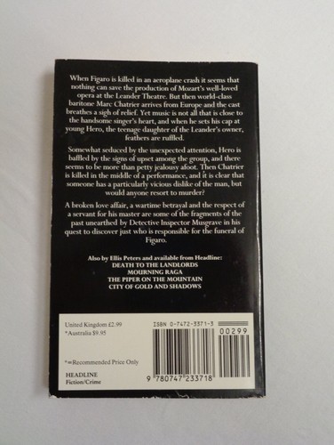 Ellis Peters Funeral Of Figaro Crime Fiction Paperback Book Headline 1989 - Picture 2 of 4