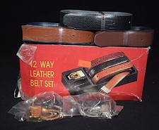 Brown 2  Black 1 Leather Belts  w /Belt Buckle 2   Lot of 5  44" New