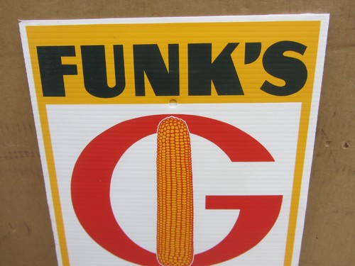 VTG NOS FUNK'S HYBRID SEED CORN FARM FIELD SIGN 19.5 X 13.5 - Picture 5 of 10