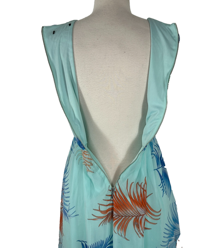 Vintage Dress Y2K Fairy Asymmetrical Floral Size 2 Midi Babydoll Blue V Neck - Picture 9 of 11