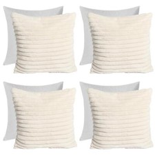 OHS Thick Rib Cushion Covers Faux Fur Soft Fleece Square Pillowcases Home Decor