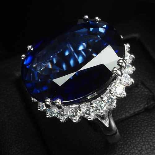 Estate Intense Blue Sapphire 32.12Ct 925 Sterling Silver Handmade Rings Size 7.5 - Picture 4 of 8