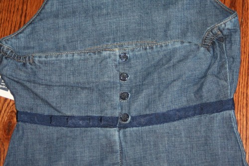 Gap Kids Girls Vintage NWOT XL 12 Blue jean denim ribbon halter dress - Picture 4 of 4