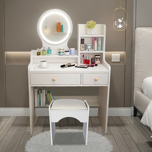 Vanity Makeup Table Set With Led Lighted Mirror Stool Bedroom Dressing Vanity Makeup Table Set With Led, Lighted Mirror Vanity Bedroom