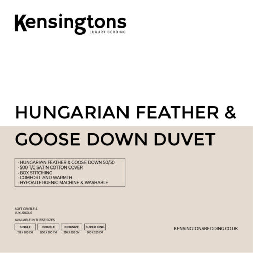 Luxury Hungarian Goose Feather & Down Duvet Quilt 100% Cotton All Season Bedding - Afbeelding 1 van 11