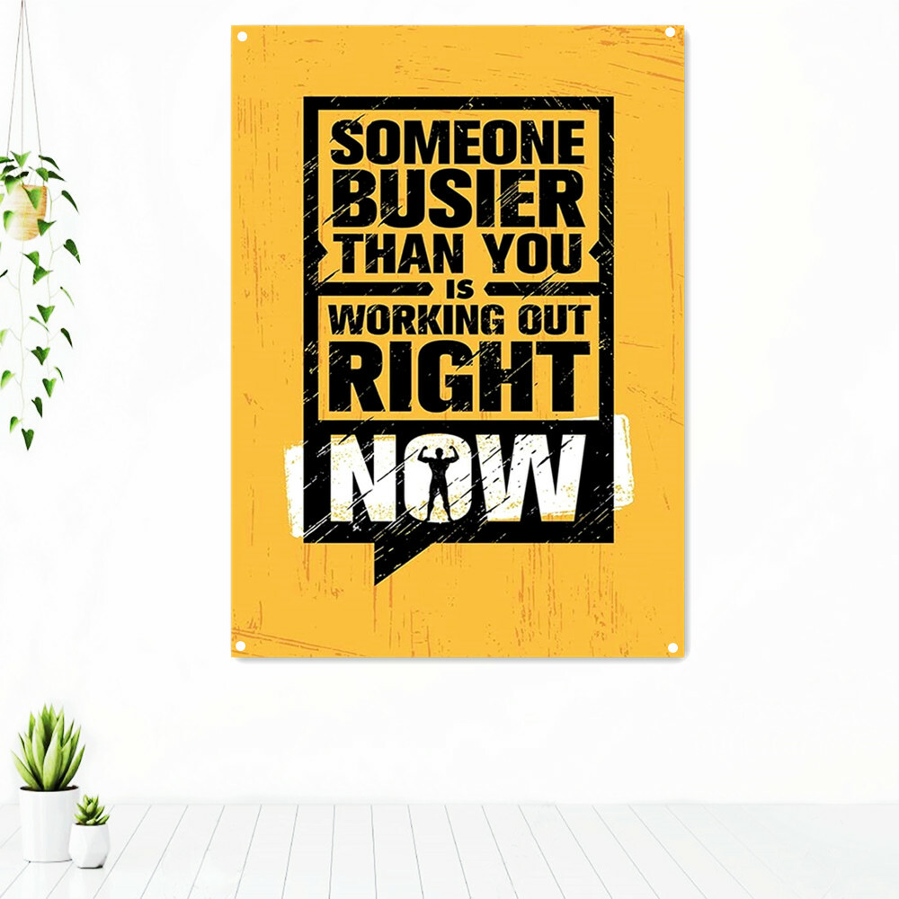 Fitness Tapestry Motivational Wall Art Banner Gym Decoration Flag for Exercise Inspiration