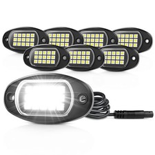 8X Pure White LED Rock Lights - 8Pods Underbody Underglow Lamp for Car Truck UTV