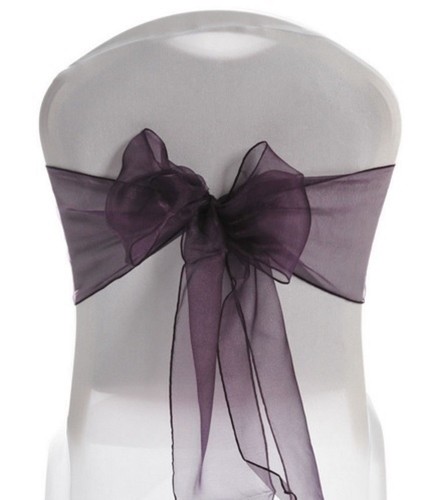 1 10 50 100 Organza Sashes Chair Cover Bow Sash WIDER FULLER BOWS Wedding Party - Picture 33 of 33