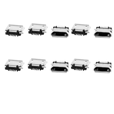 10 Pcs Micro USB Type B Female Jack 5 Pin Connector Repair Replacement Parts