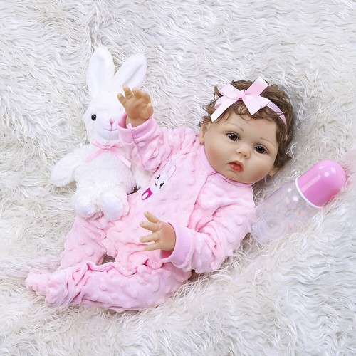 Lifelike Reborn Baby Dolls Girl 19" Full Body Vinyl Chubby Real Life Newborn Toy - Bild 3 von 5