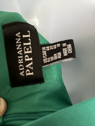 adrianna papell Women’s Sleeveless dress 16 Green Front Ruffle Sheath Lined NWT - Picture 9 of 11