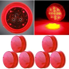 6X RED 2.5" ROUND SHAPE 13DIODES TRUCK TRAILER LIGHT SIDE MARKER CLEARANCE LAMP