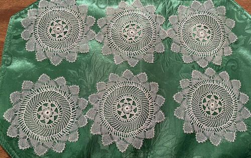 6 Vintage Needle Lace Doilies WHISPER-THIN ABOUT STAR CENTER ABT 5 1/4"