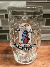ST PAULI GIRL 0.25L Dimpled Clear Glass 10 oz Mug with Logo and Handle Germany