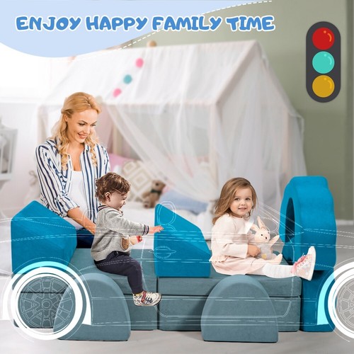 10 TLG Spielsofa Cord Kindersofa Schaumstoffbausteine Schalffunktion Modulsofa - Bild 9 von 9