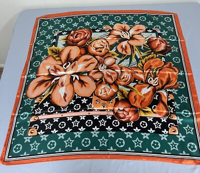 Women s Silk Satin Scarf Flowers Multi Color Floral Scarves Hijab 35  X 35  #26