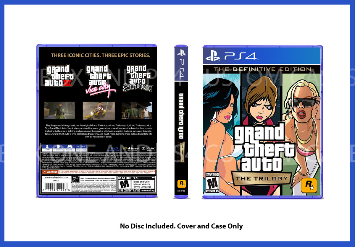 CUSTM REPLACEMENT CASE GTA Trilogy Definitive Edition NO DISC PS4 PS5