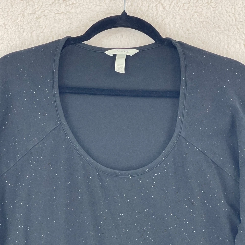 Vestido de pijama Soma para mujer talla XXL negro plateado brillante manga larga pulóver Foto 3 de 4