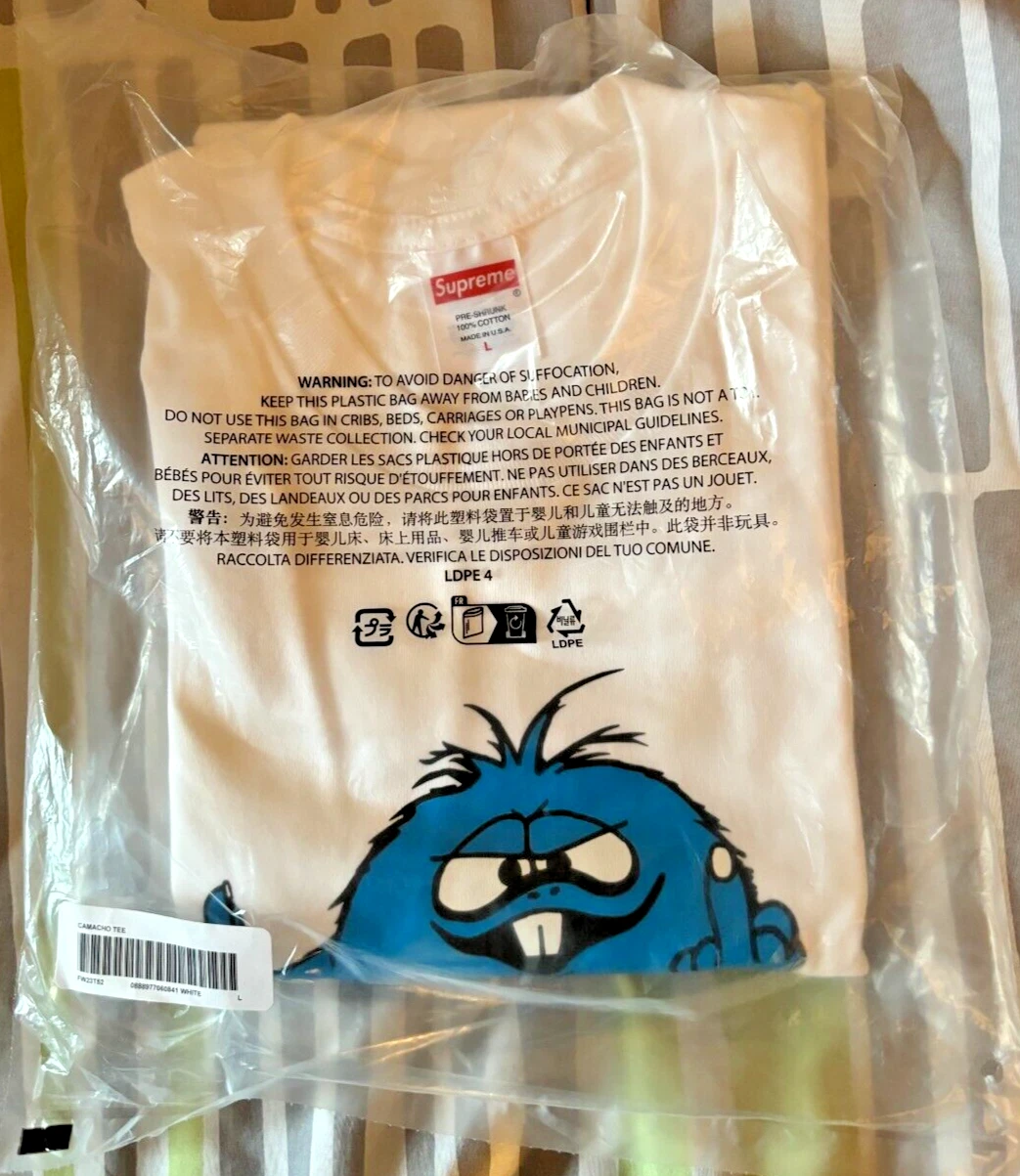 T shirt blanc Supreme Camacho flambant neuf FW23 taille L