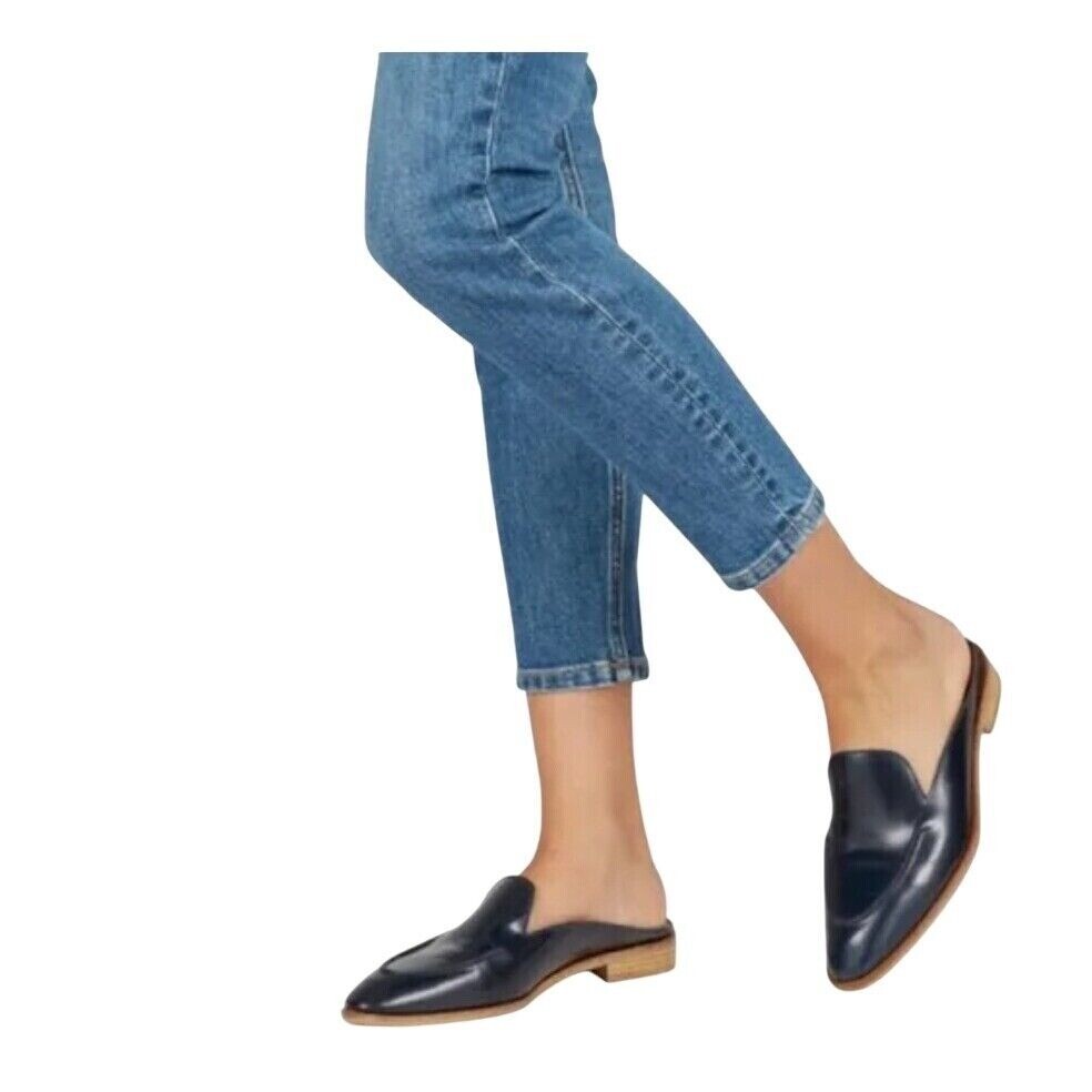 EVERLANE The Modern Loafer Mule Italian Leather Women's Shoes Navy