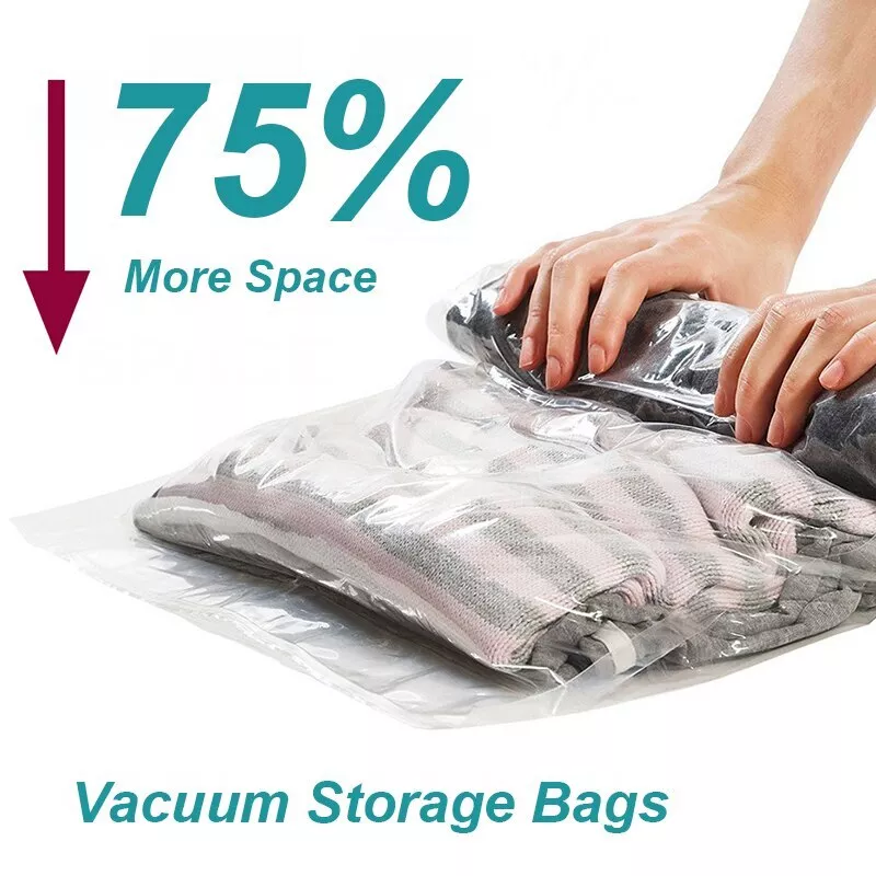 6 Pcs Roll Up Vacuum Storage Bags Space Saver Seal Clear