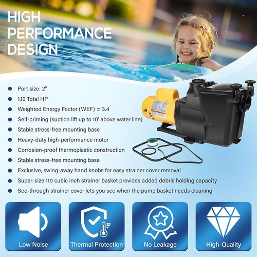 For Hayward W3SP2607X10 Super Pump Swimming Pool Pump,1 HP 115/230V Single Speed - Picture 3 of 10