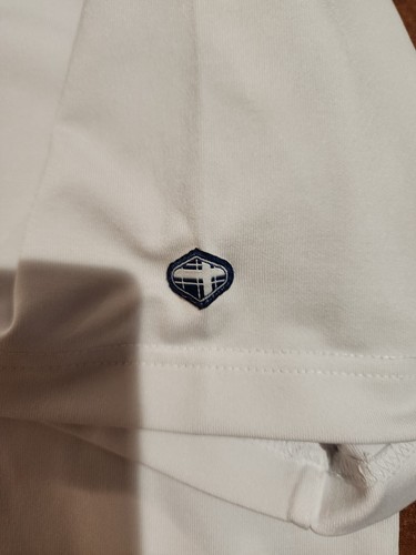 FIDRA Golf Men's LARGE S/S White orange/blue Moisture Wicking Polo EUC. VB2 - Picture 10 of 10