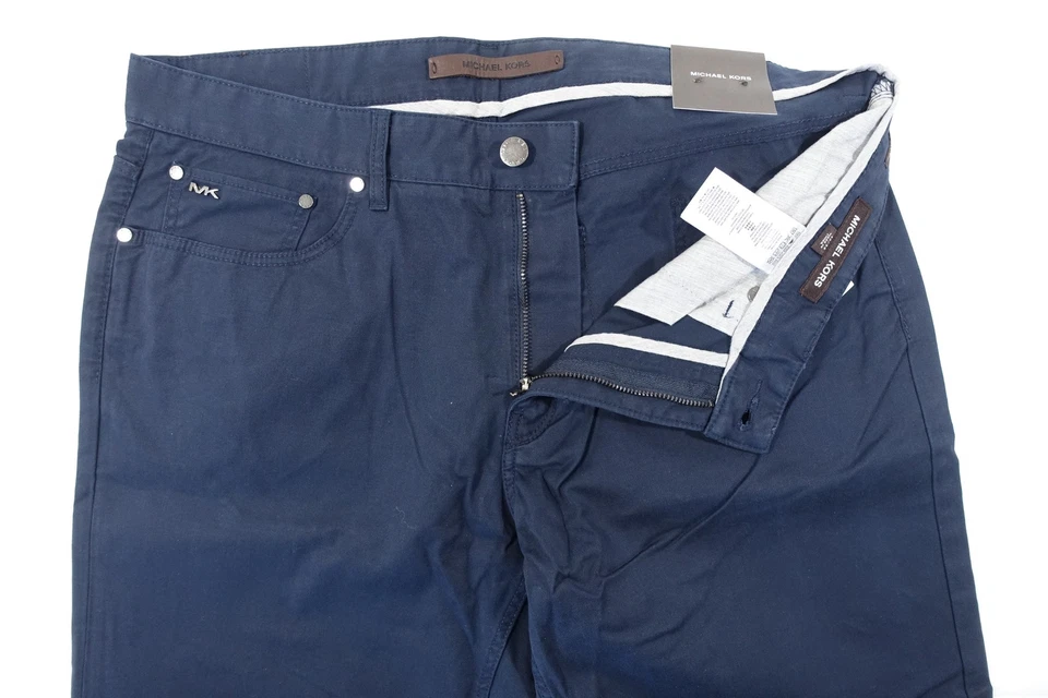 MICHAEL KORS NAVY BLUE 33X34 TAILORED FIT CLOTH TWILL STRETCH JEANS MENS NWT NEW - Image 2 of 4