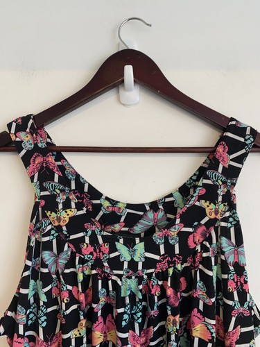 Crossroads Blouse Womens Plus Sz 22 Black Multicolor Butterfly Print Sleeveless - Picture 2 of 13
