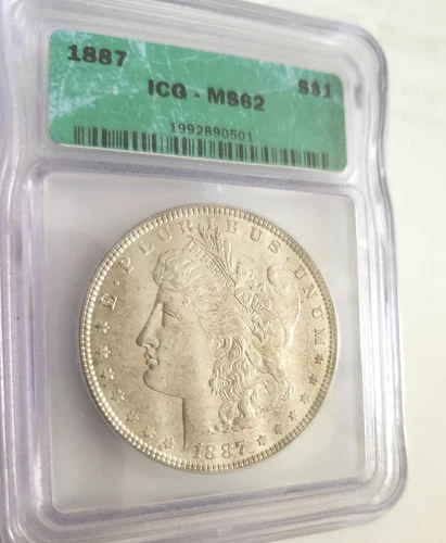 1887- P-MORGAN DOLLAR - MS 62- Certified. ICG
