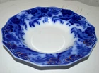 ANTIQUE FLOW BLUE GRINDLEY BOWL SERVING SOUP ARGYLE ENGLAND 9" Patented USA VG