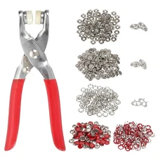 200Set Metal Snap Button Kit 9.5mm Hollow & Solid Prong Snap Button Tool Red