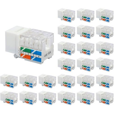 RJ45 Cat6A Keystone Jack UL Listed 25-Pack, 10 Gbps Quantity 25, White