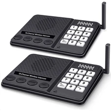 Wireless Intercom System 10 Channel 3 Code 1.1 Mile Range 2 Pack for Home Office