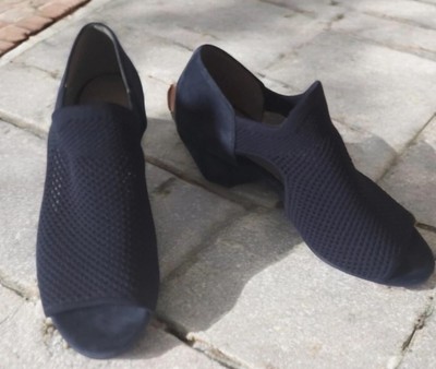 Eileen Fisher WINK Sandals Size 7.5 Stretch Suede Open Toe Blue Booties