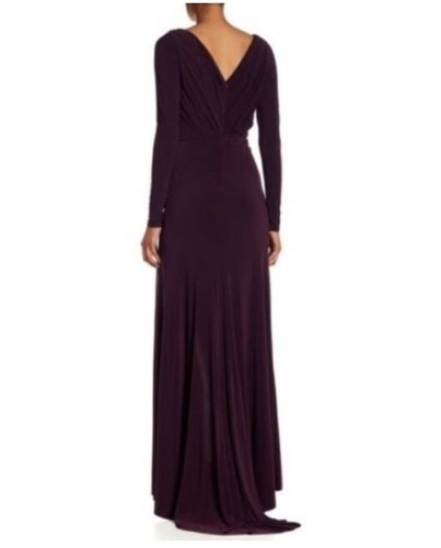 VERA WANG JERSEY Plunge V-Neck Gown Maxi Dress Jersey Stretch Dark Plum Women 4 - Picture 16 of 17