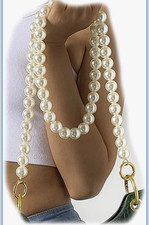 White Pearl Handbag Strap Charm with Gold-Tone Clasps, Classic Women s