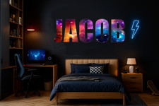 Personalisiertes individuelles GALAXY Wandtattoo Aufkleber SPACE HUBBLE Kinder Jungen Mädchen