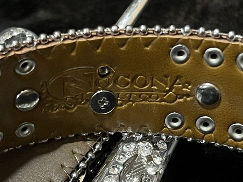 Nocona Girls' Rhinestone Studded Cross Leather Belt - N4425644 - Picture 6 of 8