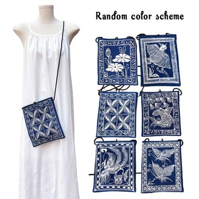 China Yunnan Travel Batik Blue Tie Dye Blue Plant Dye Coarse Cloth Messenger Bag