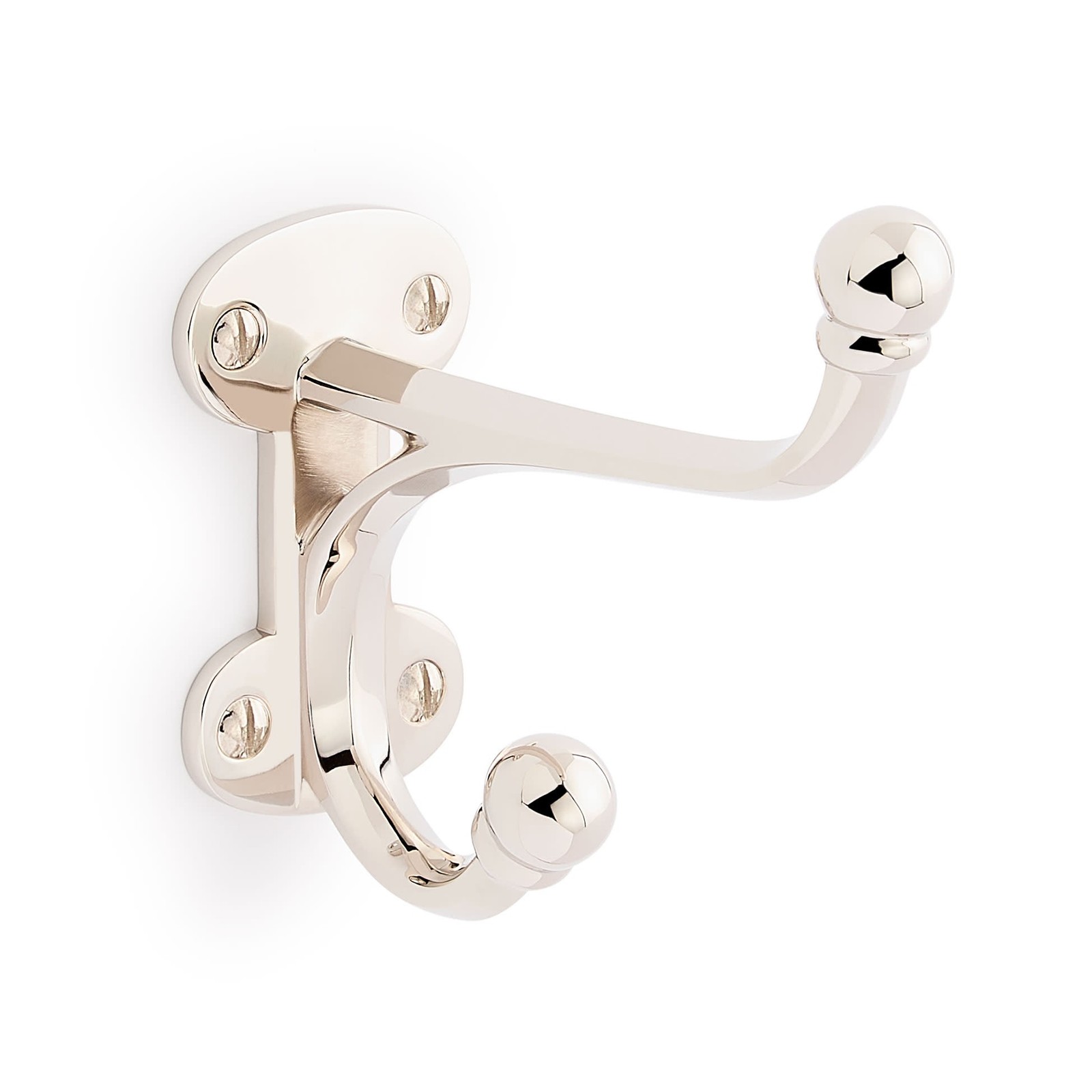 Signature Hardware Prue Brass Double Robe Hook Polished Nickel Durable 6790₽