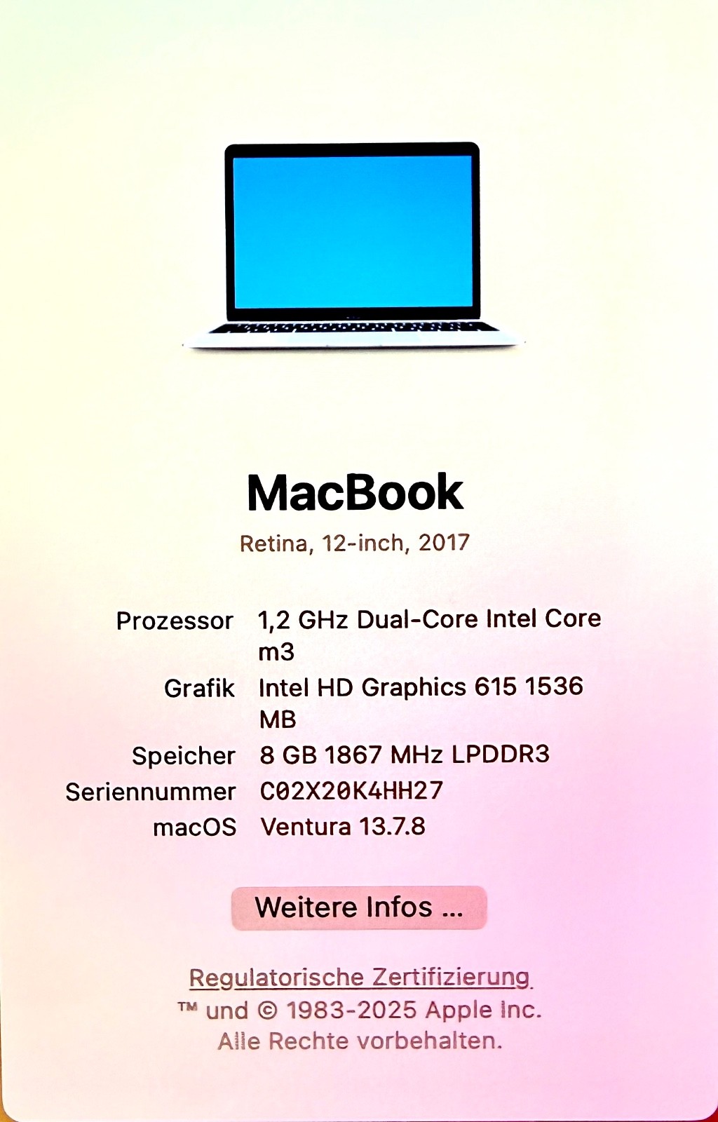 Apple MacBook retina 12 Zoll  2017