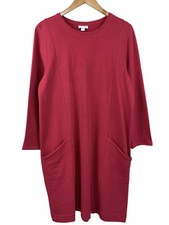 J.Jill Red Cotton Knit Tunic Shift Dress Pockets Long Sleeve Cotton Casual Sz L