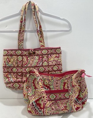 2pc Vera Bradley Capri Melon Tote Hand Bags Pink 859
