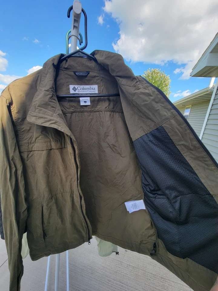 Abrigo chaqueta ligera Columbia Sports Wear verde oliva trinchera para hombre talla grande Foto 4 de 4